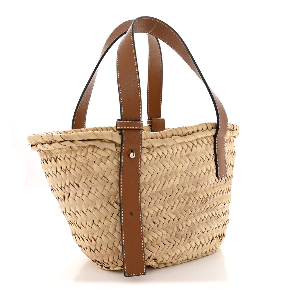 Raffia Small Basket Tote Bag Natural Tan