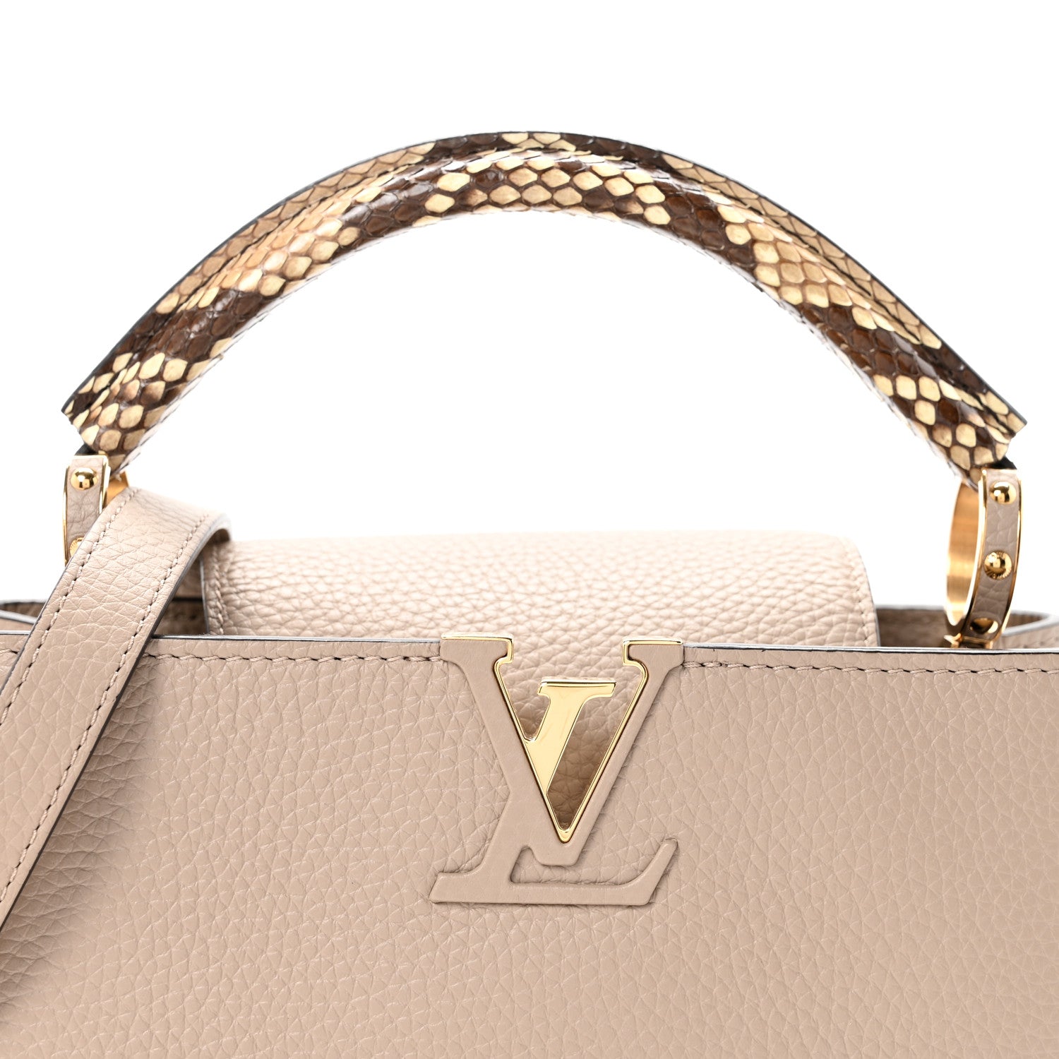 Taurillon Snakeskin Capucines BB Galet