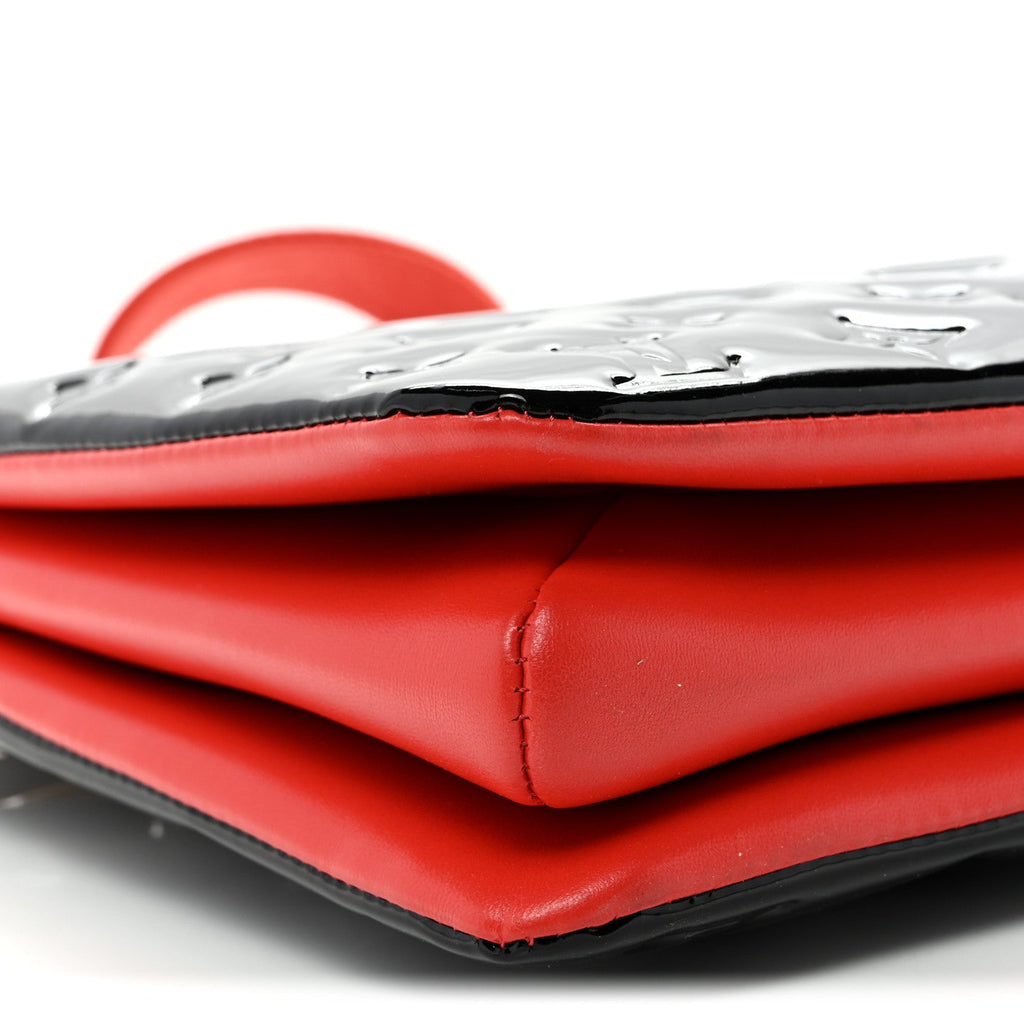 Patent Embossed Monogram Lambskin Coussin MM Black Red