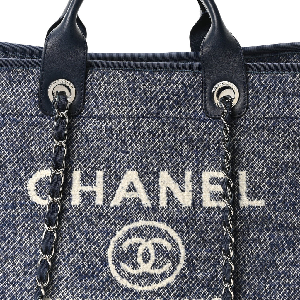Mixed Fibers Calfskin Medium Deauville Tote Blue