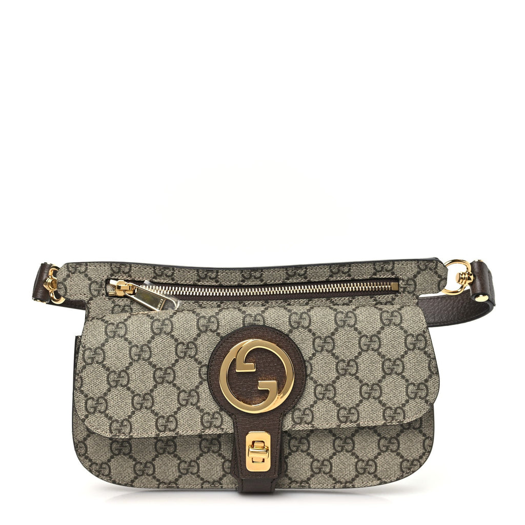 GG Supreme Monogram Textured Dollar Calfskin Blondie Belt Bag Beige Ebony New Acero
