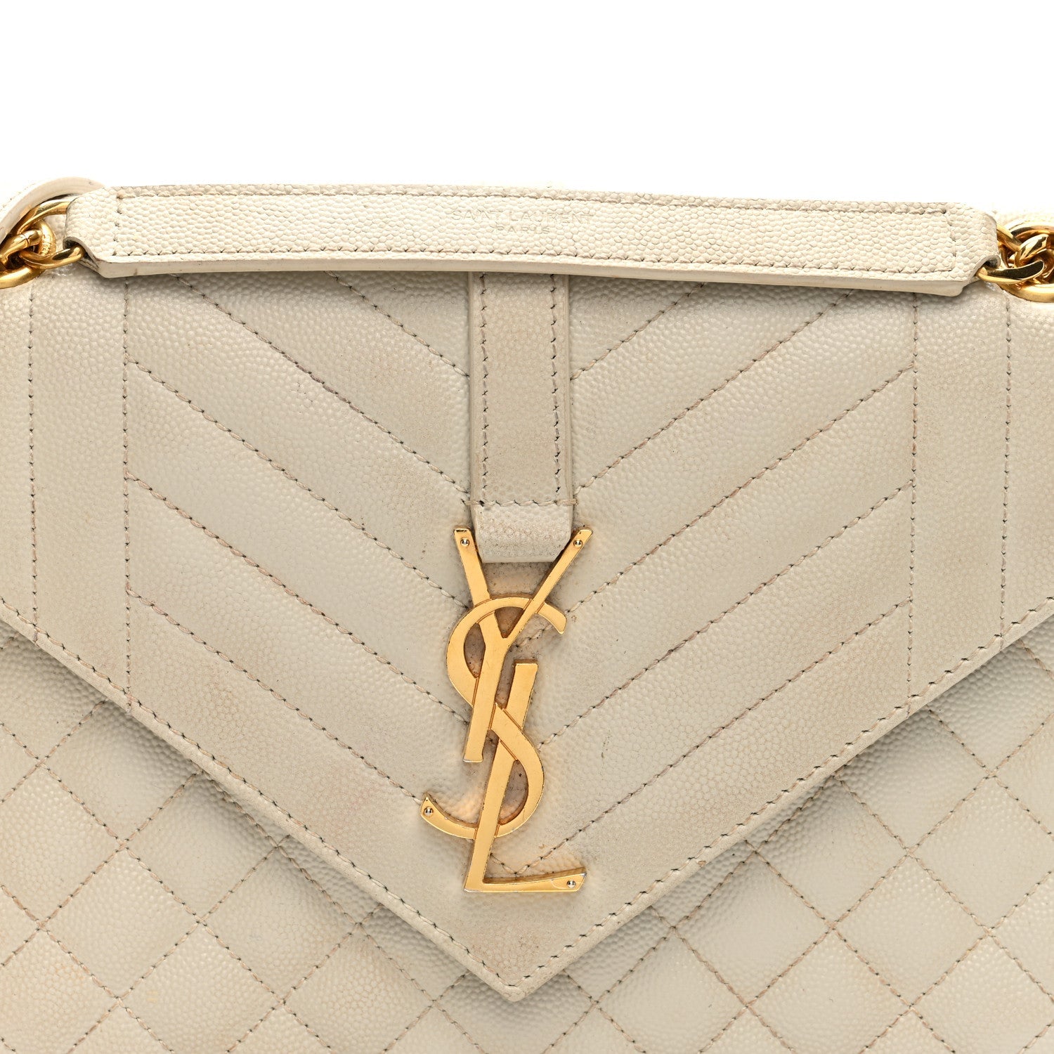 Grain De Poudre Textured Mixed Matelasse Medium Triquilt Monogram Satchel Crema Soft