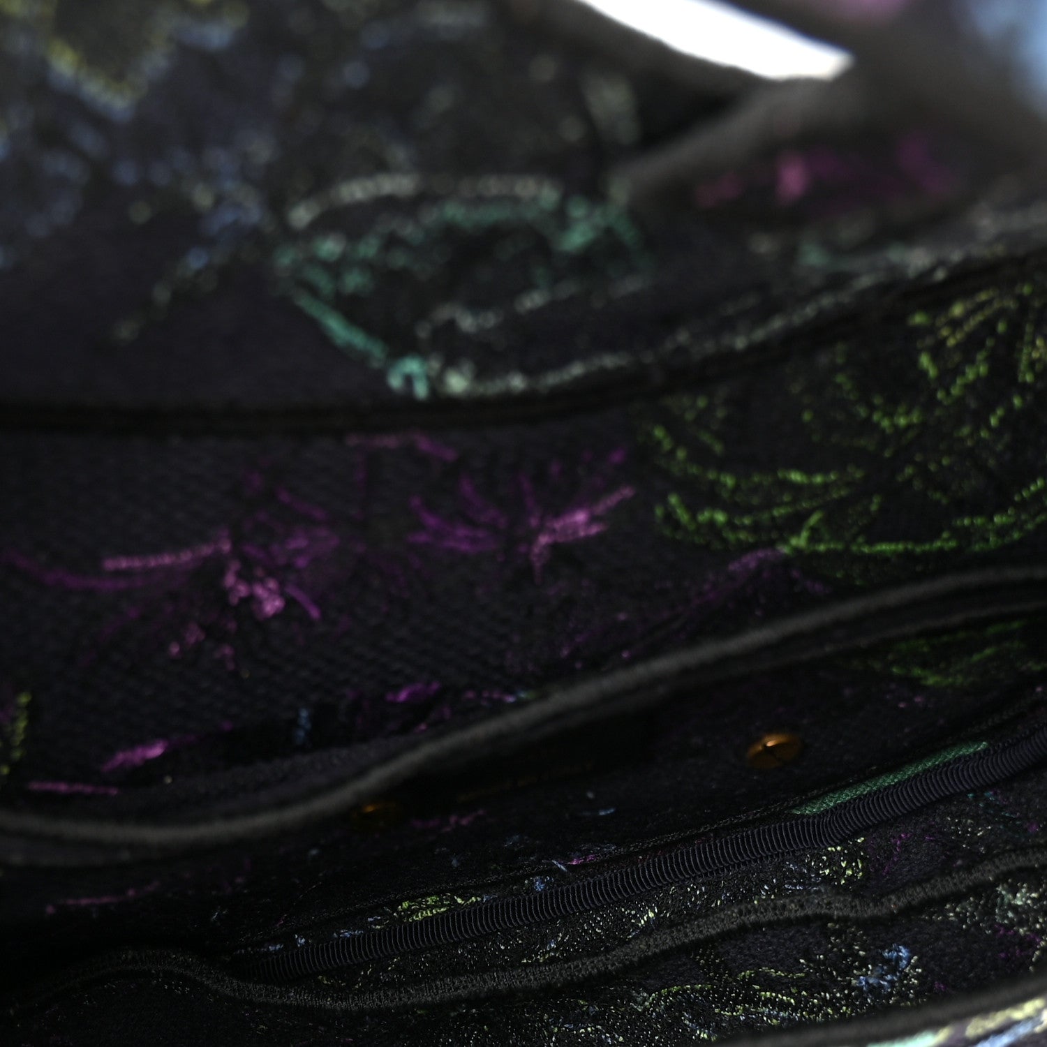 Canvas Embroidered Petites Fleurs Saddle Bag Black Multicolor