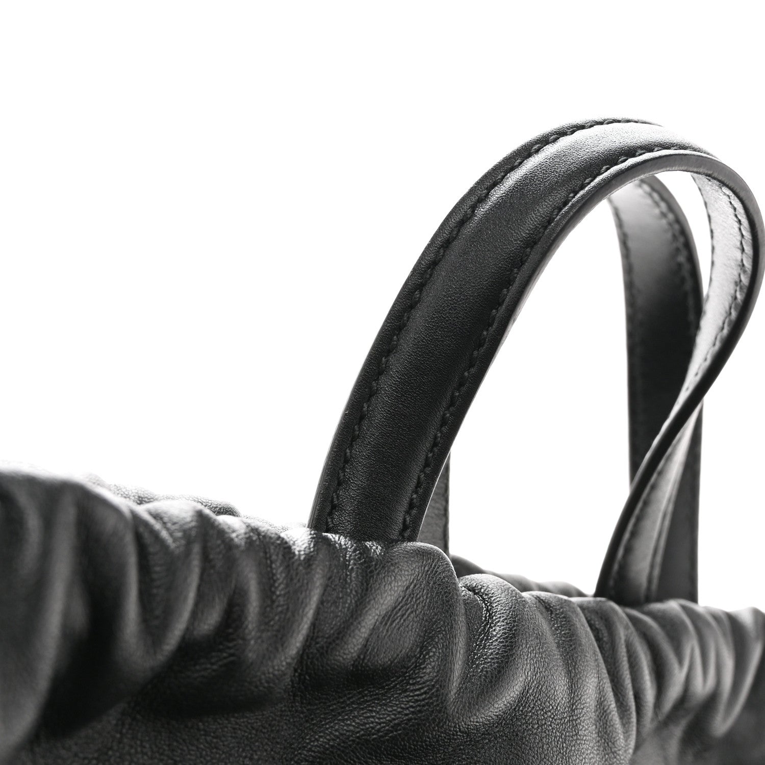Calfskin Logo Drawstring Backpack Black
