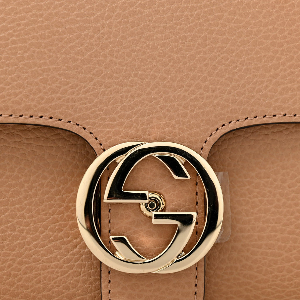 Dollar Calfskin Interlocking G Top Handle Shoulder Bag Camelia