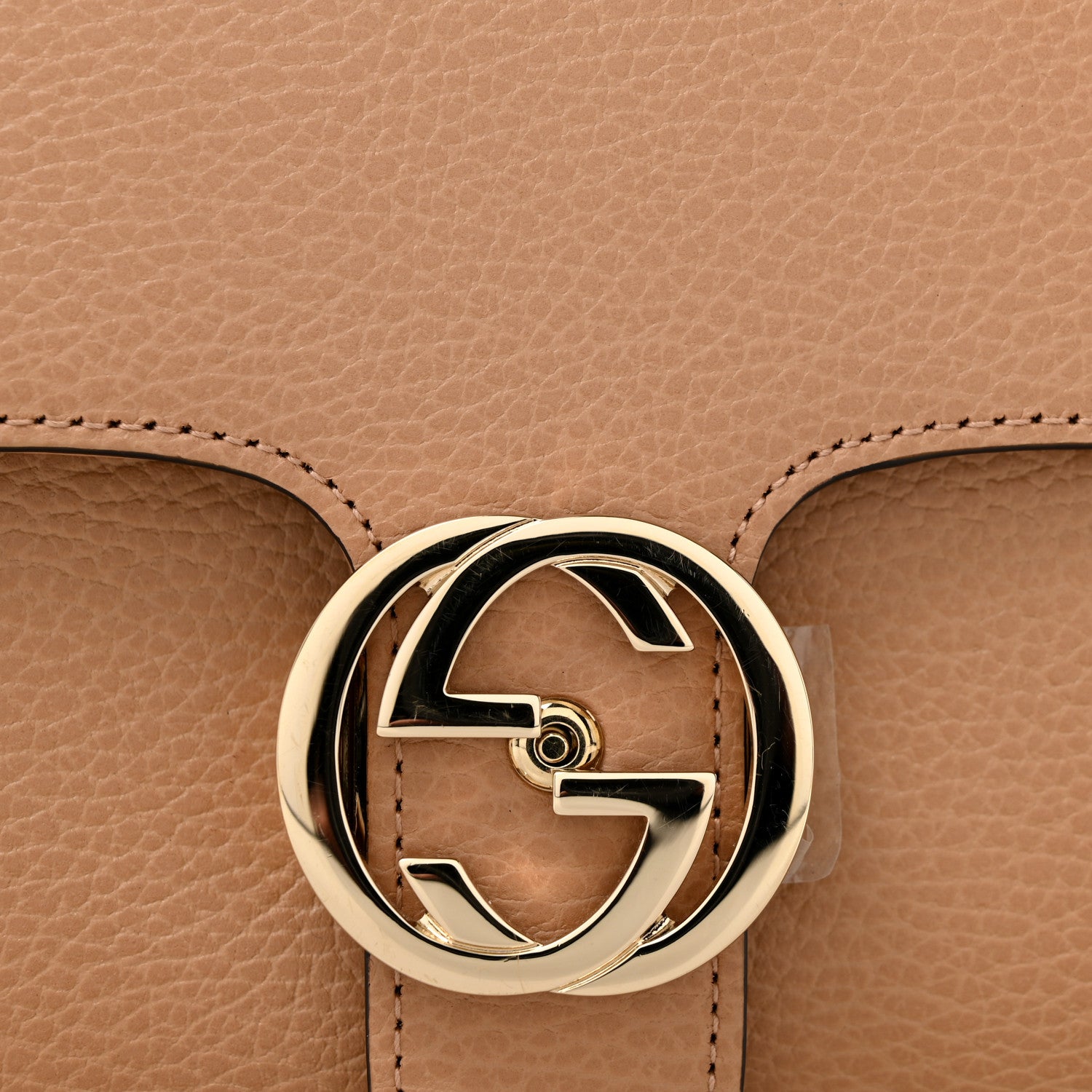 Dollar Calfskin Interlocking G Top Handle Shoulder Bag Camelia