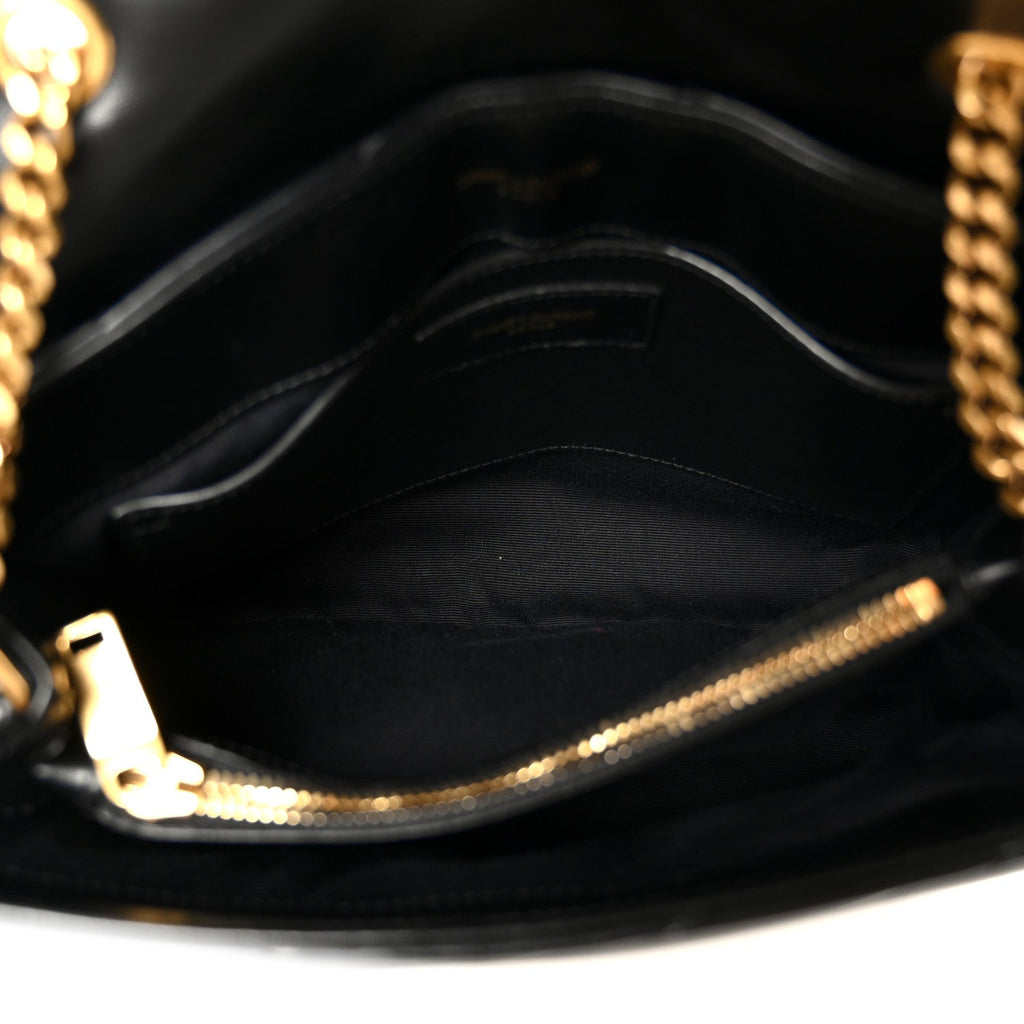 Calfskin Y Quilted Monogram Small Loulou Chain Satchel Black