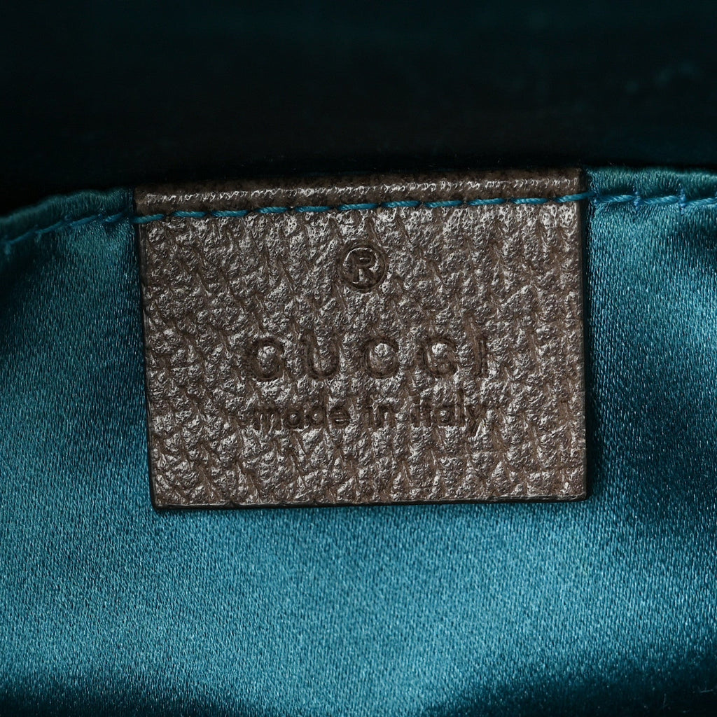 GG Supreme Monogram Textured Dollar Calfskin Web Small Ophidia Dome Shoulder Bag Beige Ebony New Acero