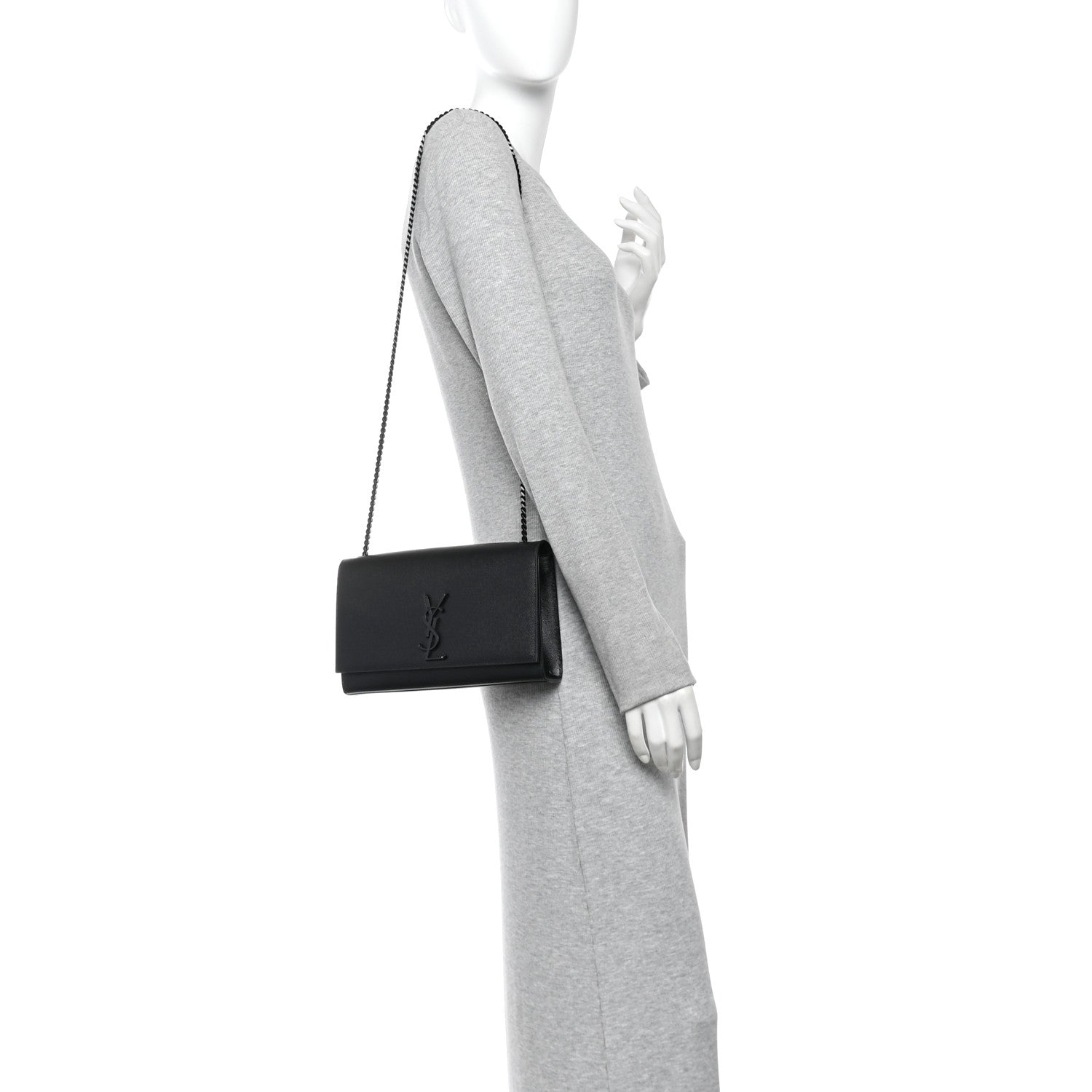Grain De Poudre Medium Classic Monogram Monochrome Kate Satchel Black