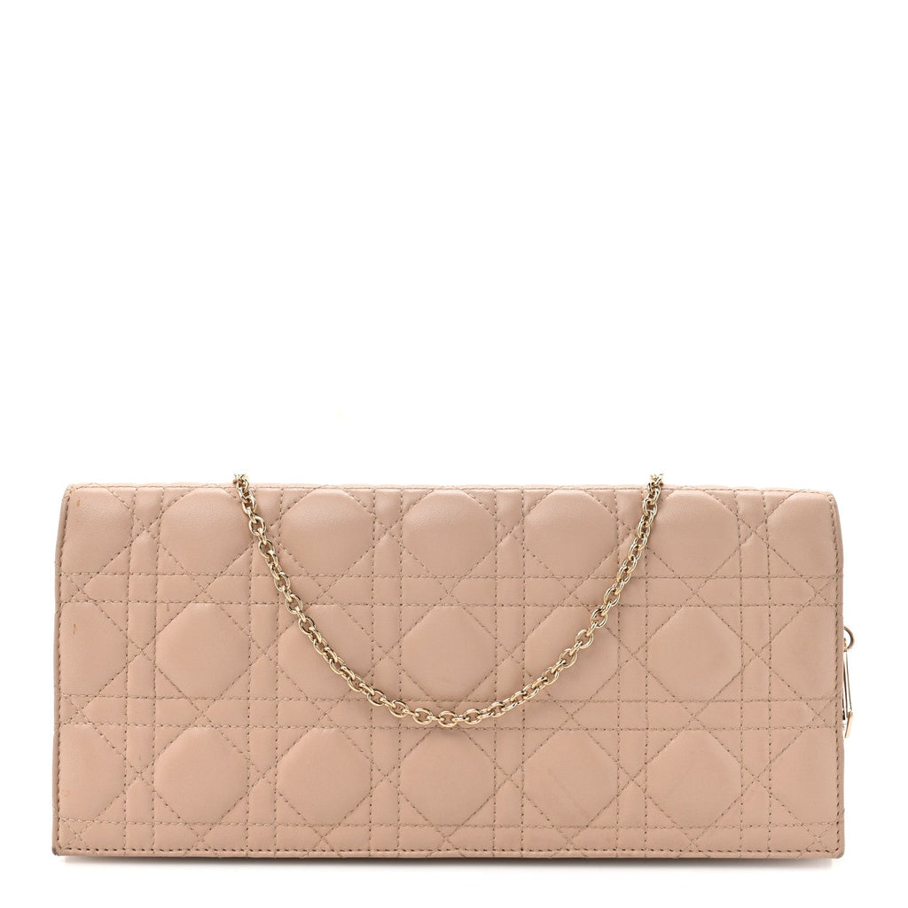 Lambskin Cannage Lady Dior Convertible Clutch Pink
