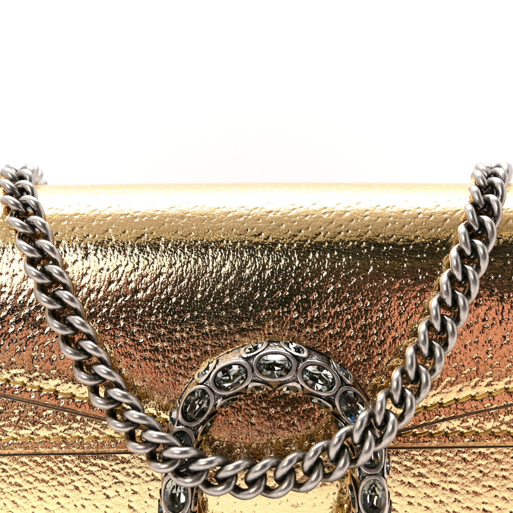Metallic Calfskin Super Mini Dionysus Shoulder Bag Gold