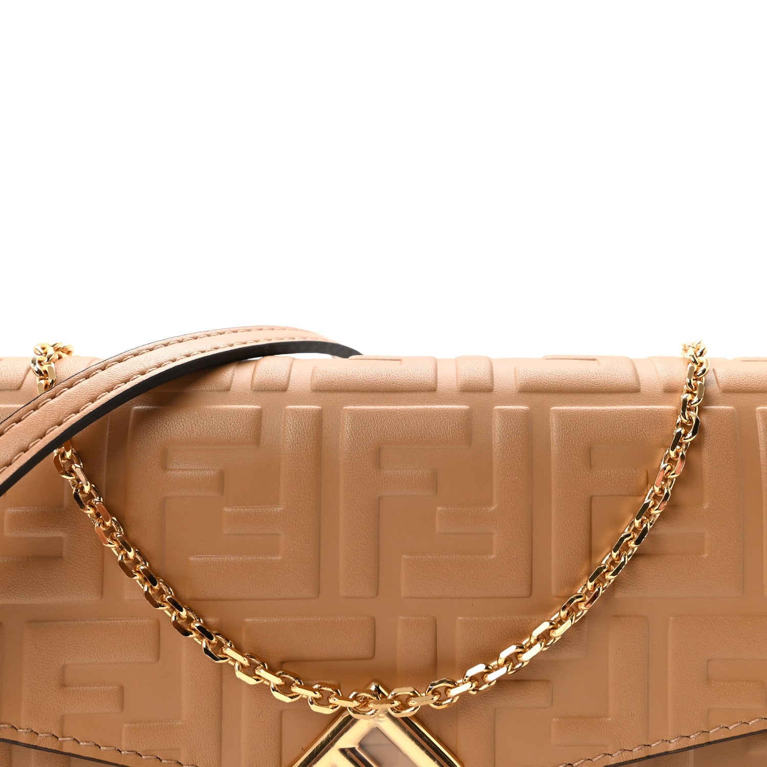 Vitello Ceylon Bi-Color FF 1974 Embossed FF Diamonds Chain Wallet Miele Scuro