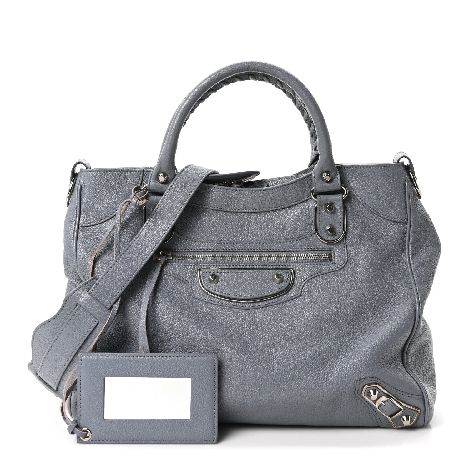 Chevre Silver Metallic Edge Hardware Velo Gris Acier