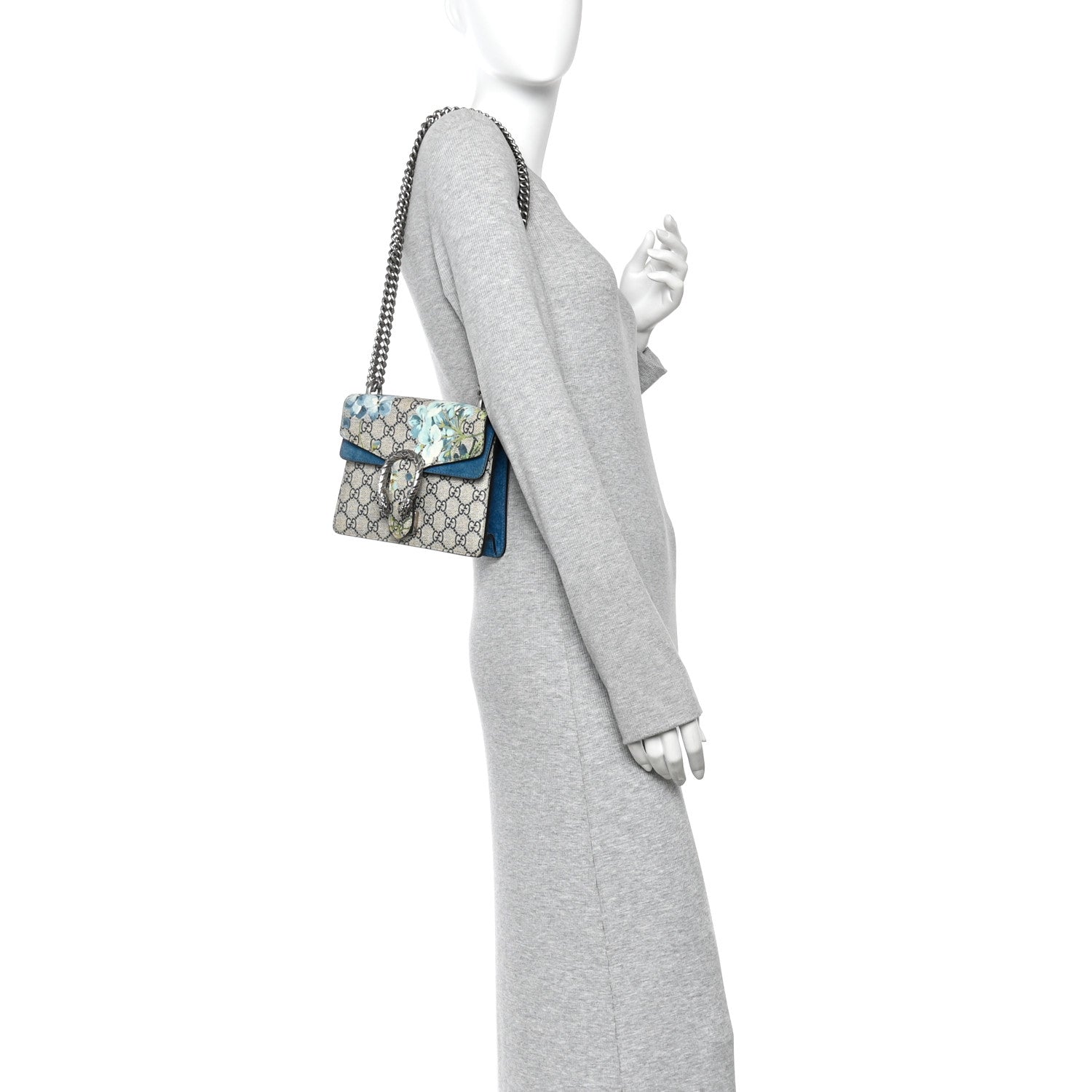 GG Supreme Monogram Blooms Mini Dionysus Shoulder Bag Beige Navy Vintage Blue