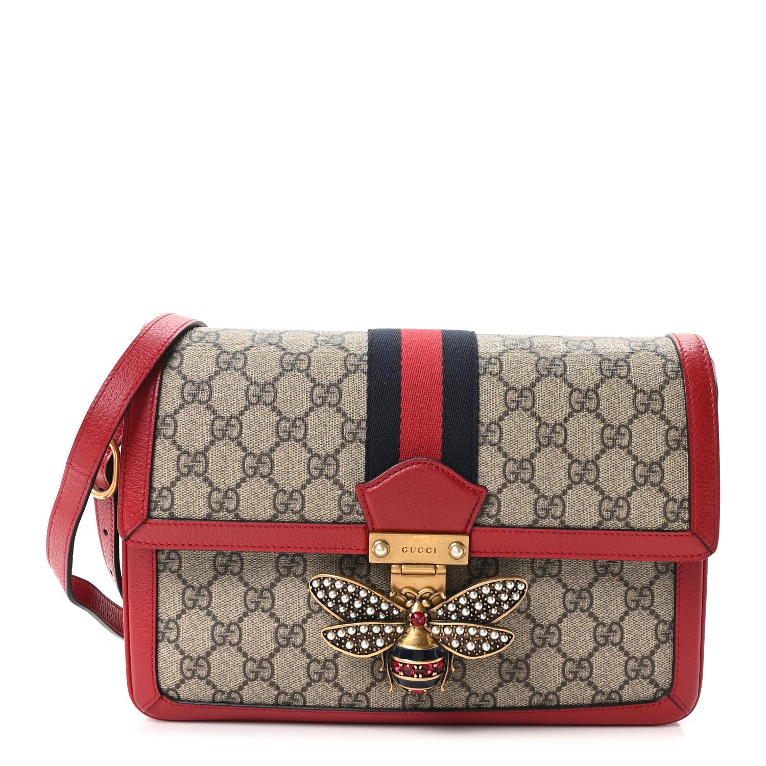 GG Supreme Monogram Medium Queen Margaret Shoulder Bag Red