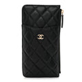 Caviar Quilted Classic Flat Wallet Pouch Black