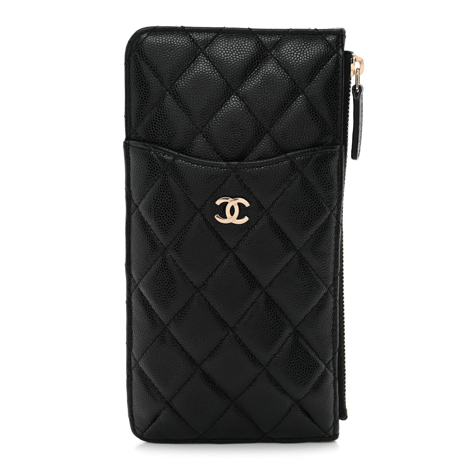 Caviar Quilted Classic Flat Wallet Pouch Black