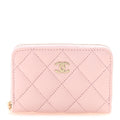 Caviar Quilted Zip Coin Purse Light Pink