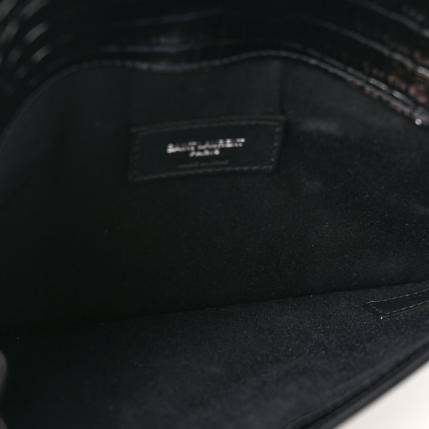 Calfskin Crocodile Embossed Uptown Monogram Clutch Black