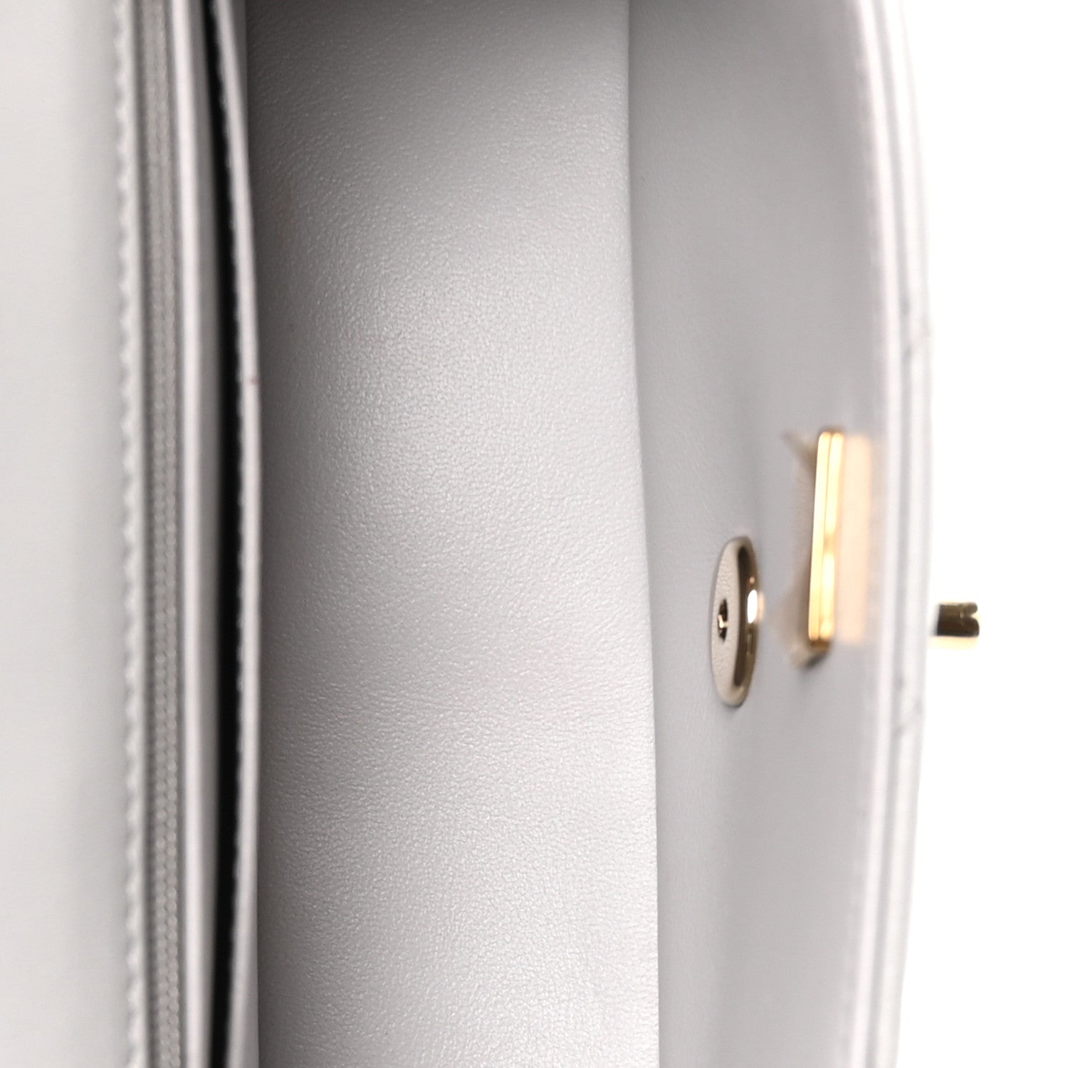 Lambskin Quilted Mini Top Handle Rectangular Flap Grey