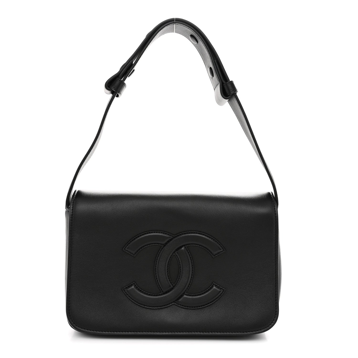 Lambskin CC Messenger Flap Black