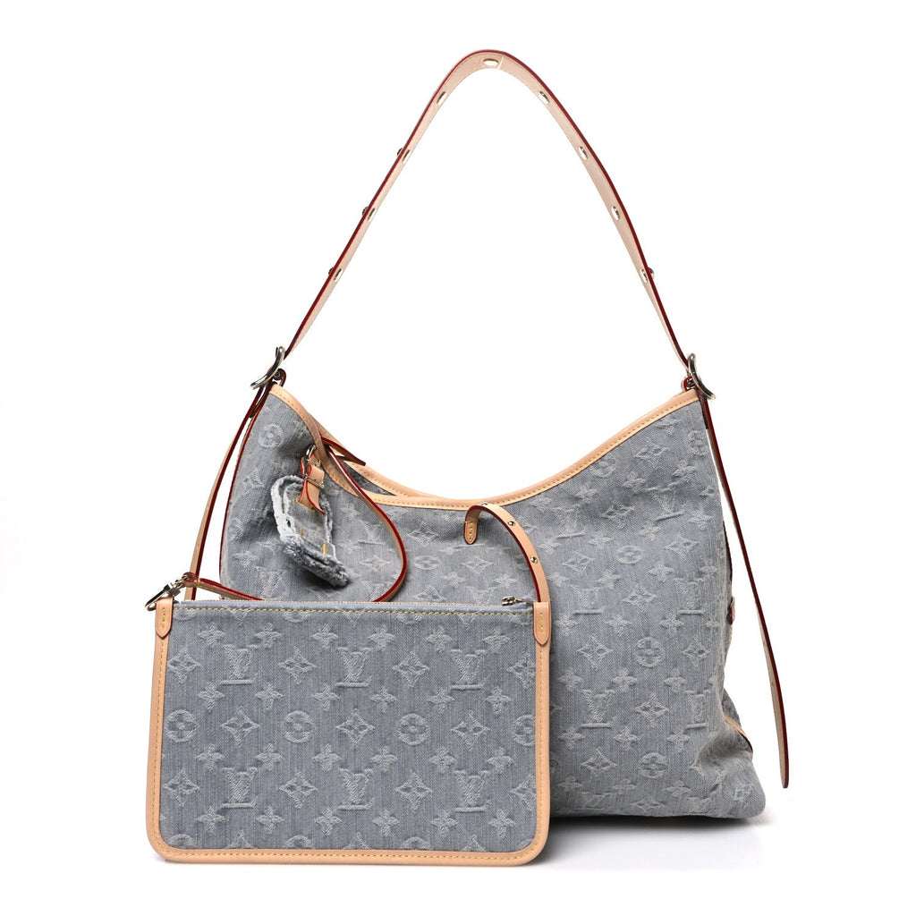 Monogram Denim CarryAll MM Washed Grey