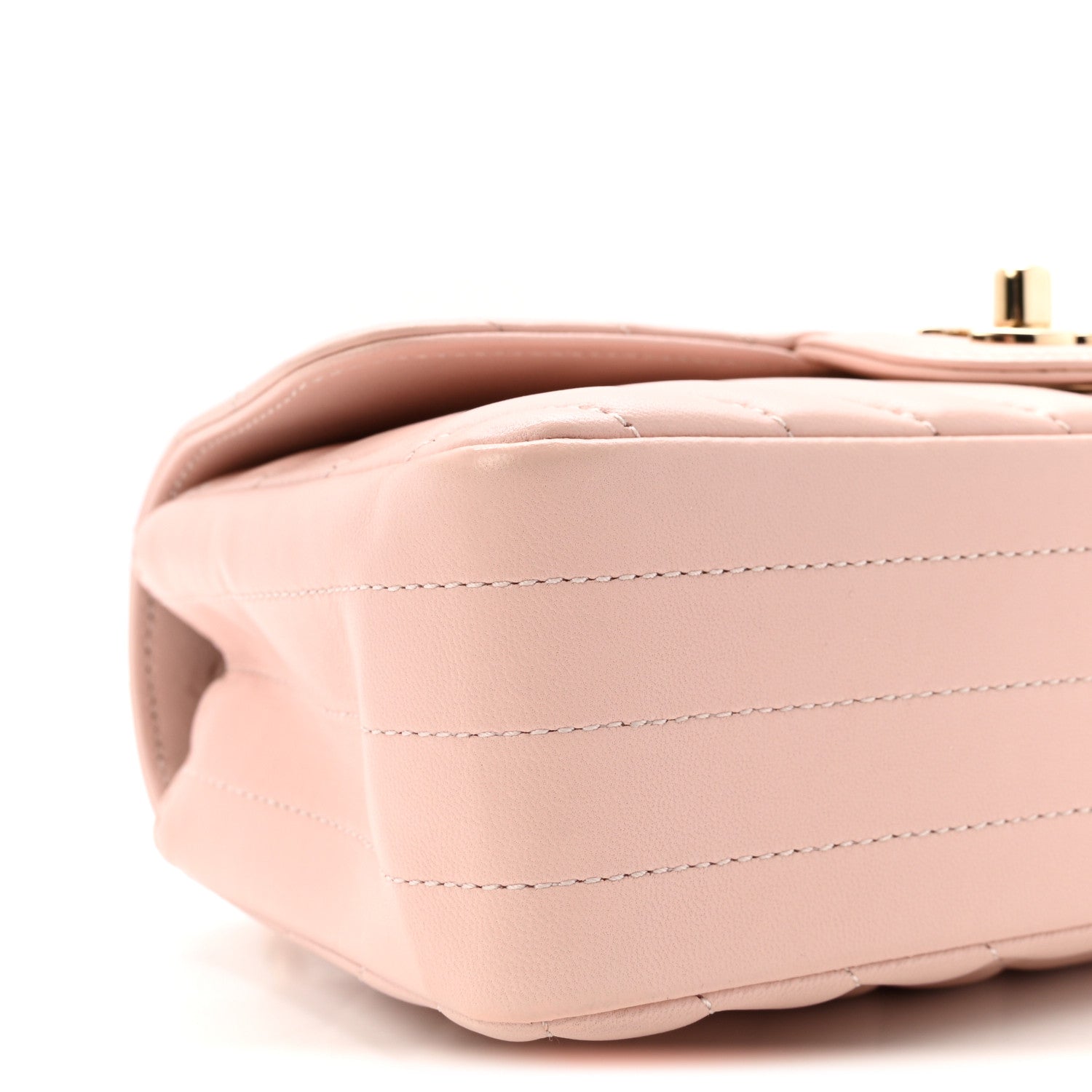 Calfskin Chevron Quilted Mini Rectangular Flap Light Pink