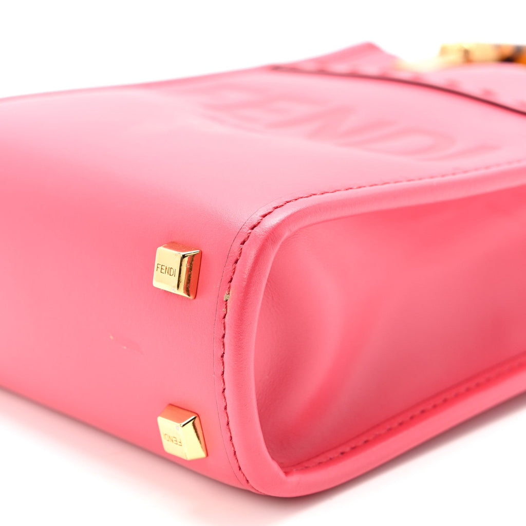 Vitello King Plexiglass Logo Embossed Mini Fendi Sunshine Shopper Tote Lampone