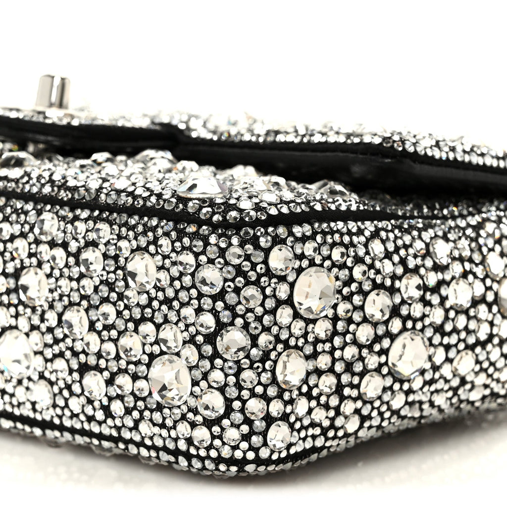 Satin Strass Mini Flap Silvery Black