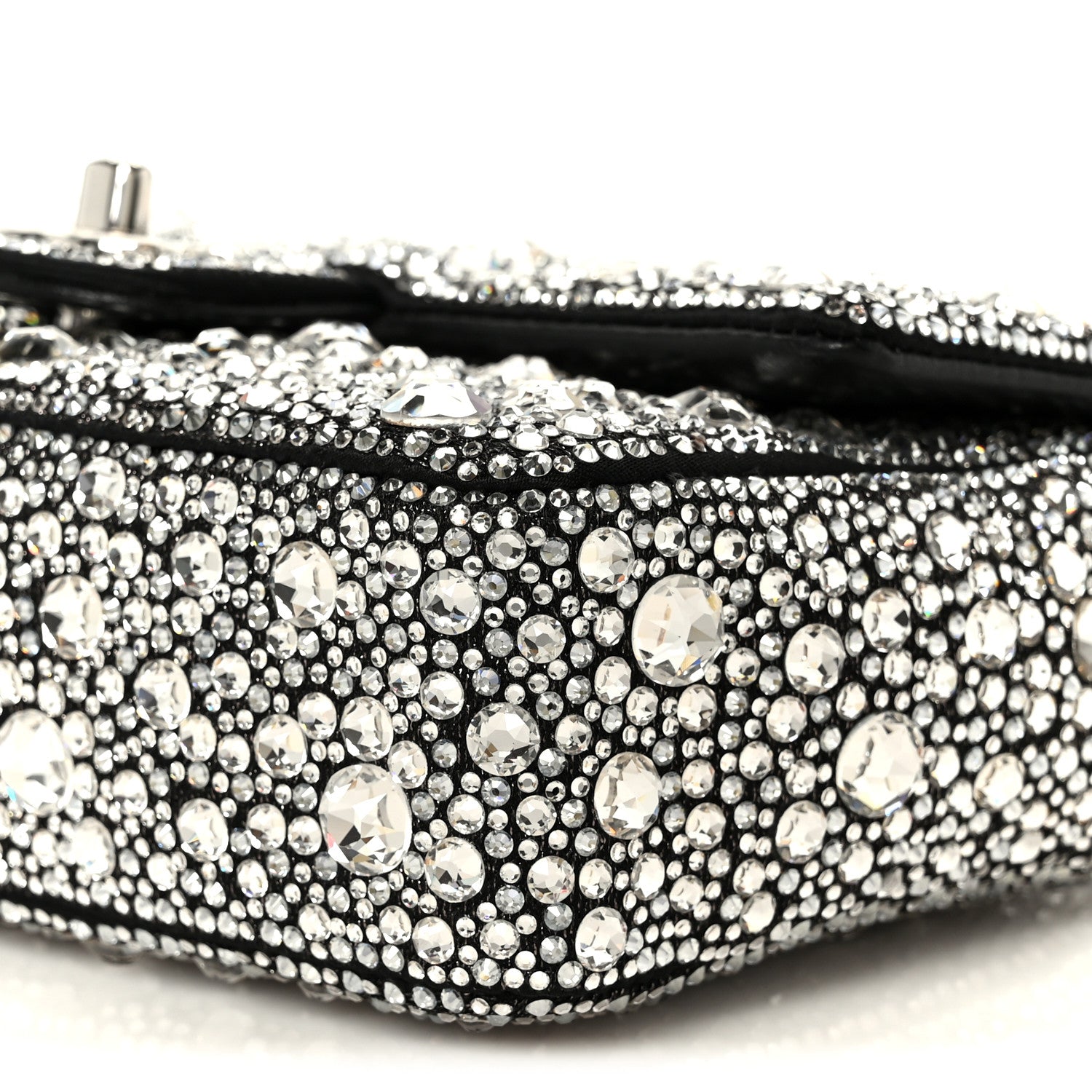 Satin Strass Mini Flap Silvery Black