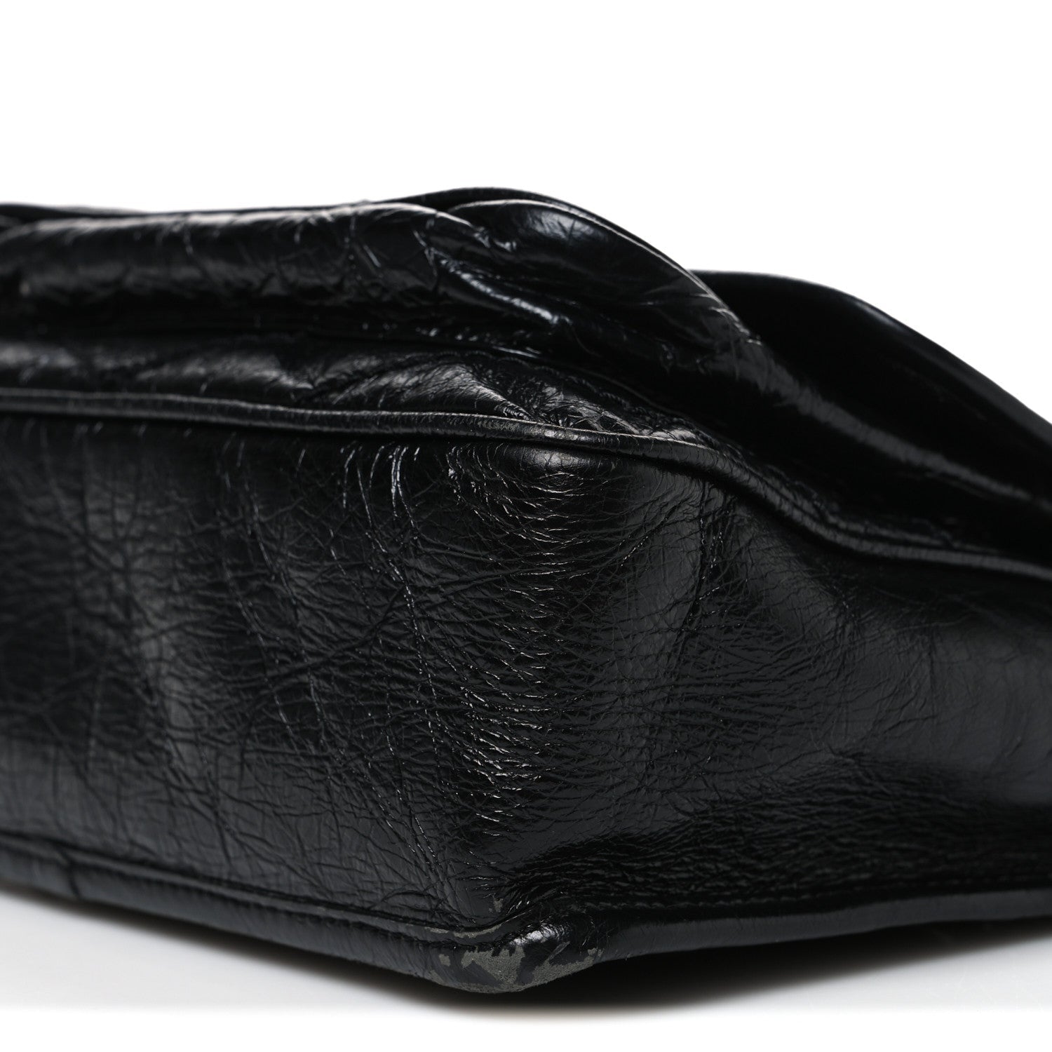 Crinkled Calfskin Matelasse Monogram Baby Niki Chain Satchel Black