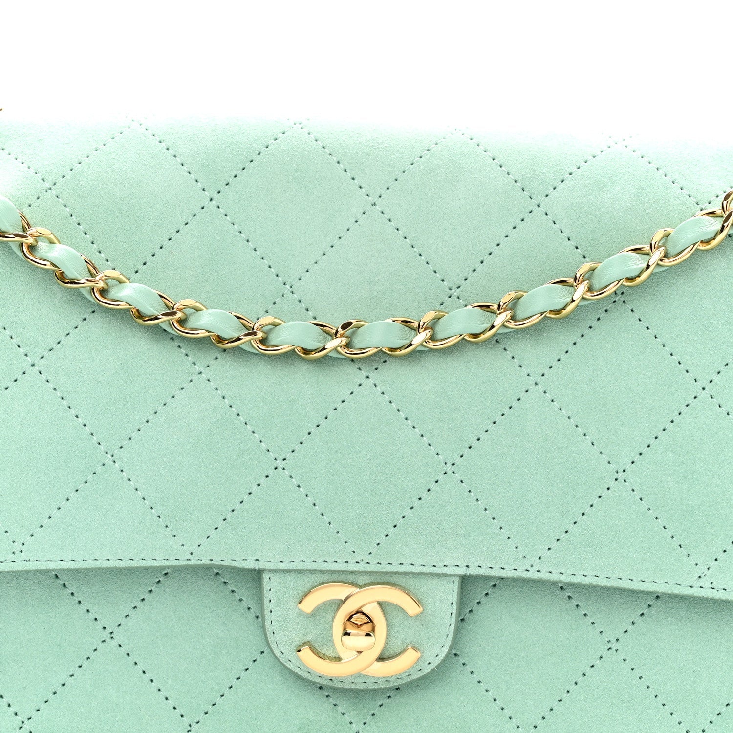 Suede Calfskin Small Souplissimo Maxi Flap Green