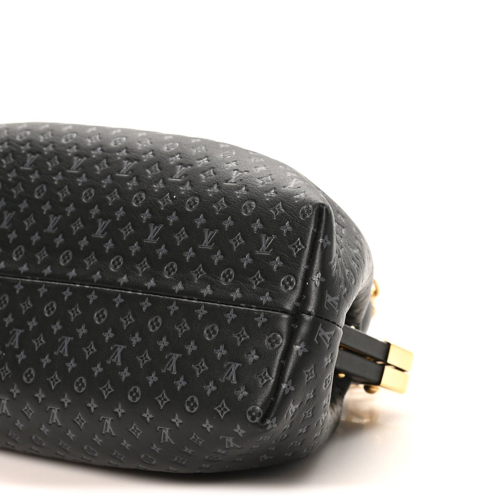 Calfskin Nanogram Embossed Clutch Black