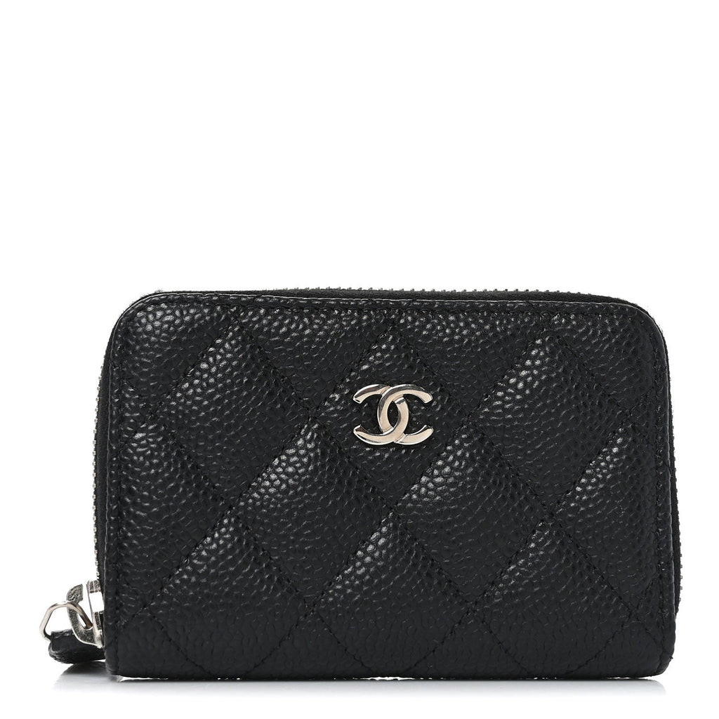 Caviar Quilted Zip Coin Purse Black