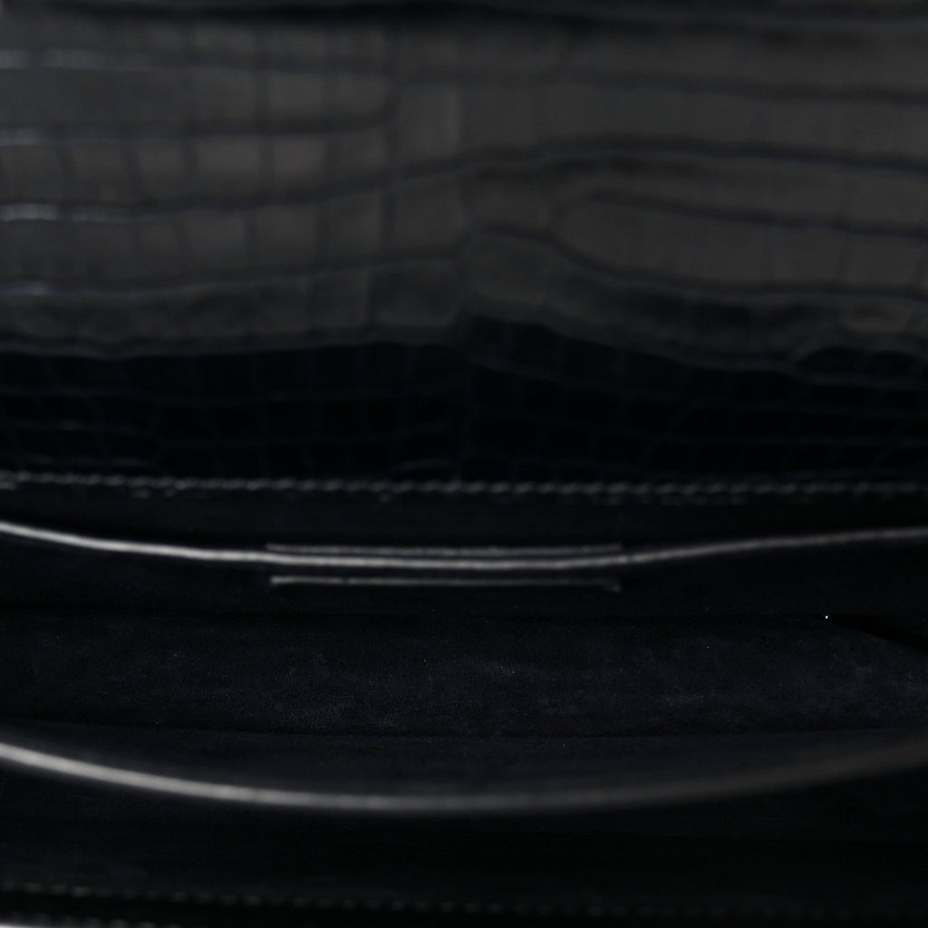 Calfskin Crocodile Embossed Medium Monogram Sunset  Deep Marine