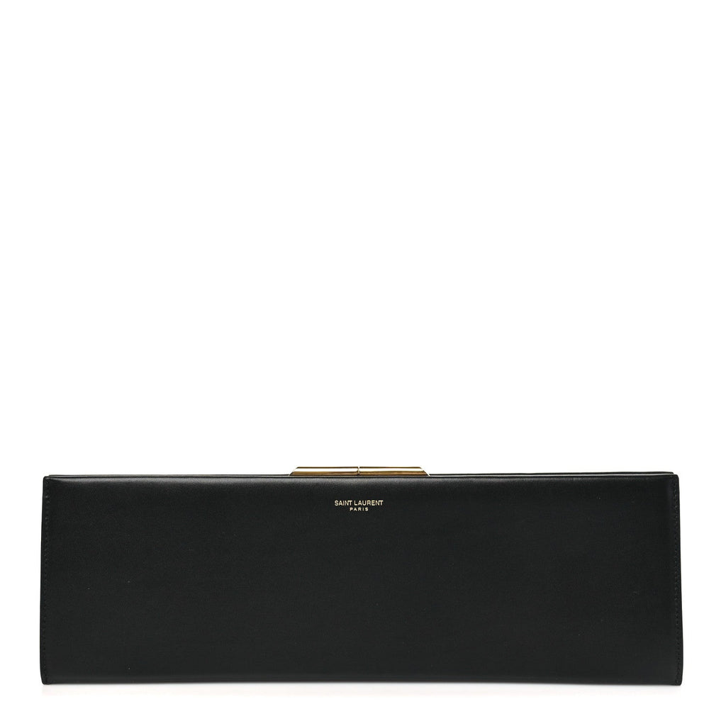 Smooth Calfskin Large Midnight Clutch Black