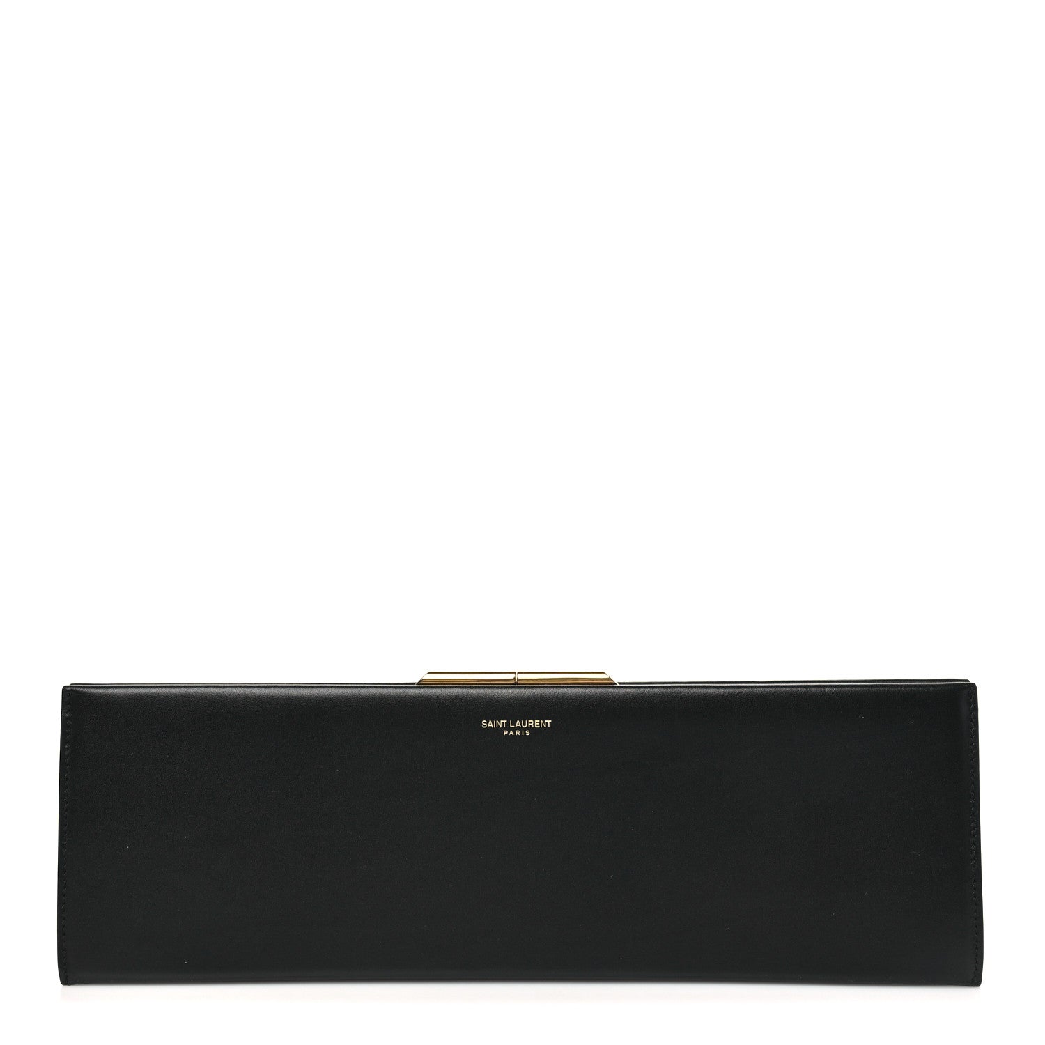 Smooth Calfskin Large Midnight Clutch Black