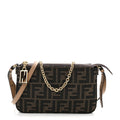 Fabric Jacquard Vitello Grace FF 1974 Baguette Pouch Tobacco Moro Sand