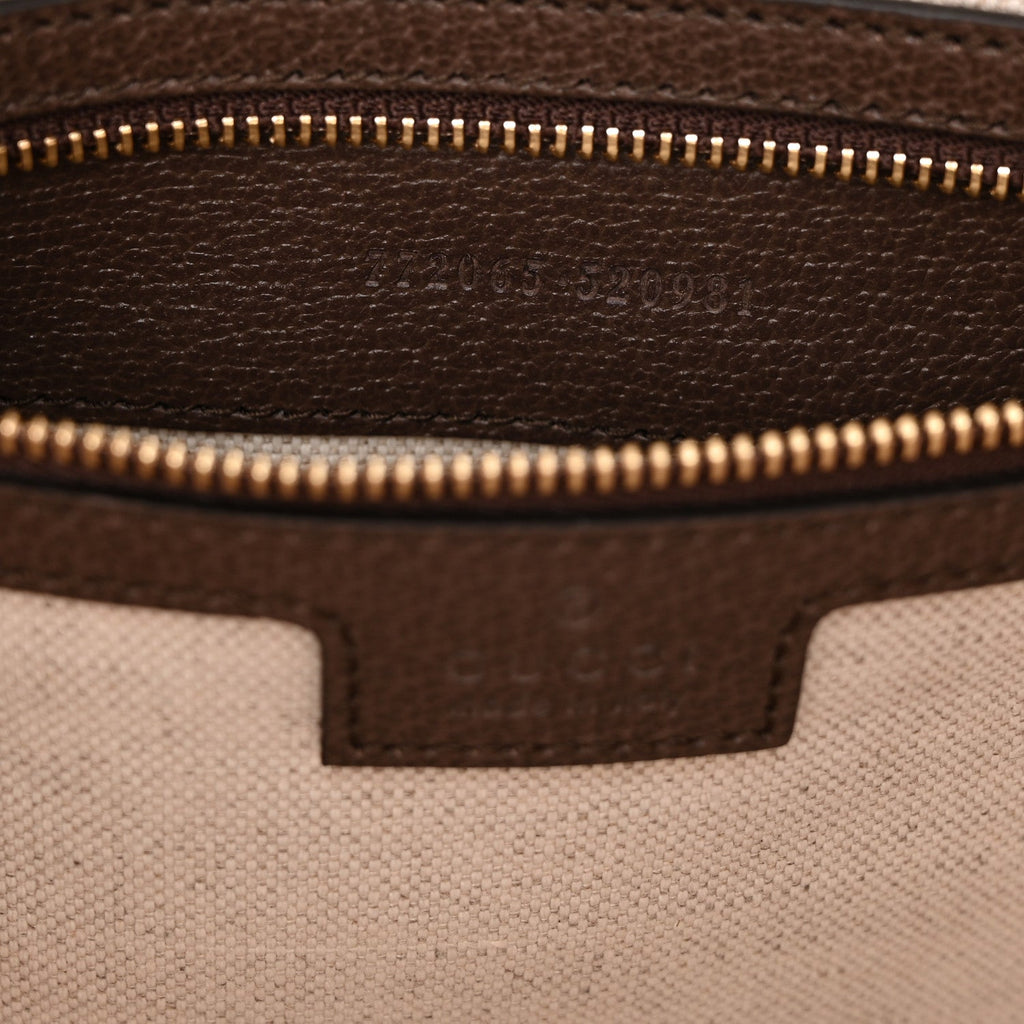 GG Supreme Monogram Web Medium Ophidia Top Handle Bag Beige Ebony