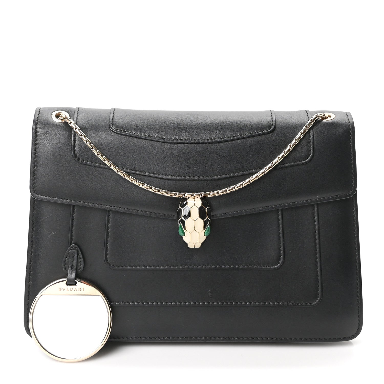 Calfskin Serpenti Forever Shoulder Bag Black