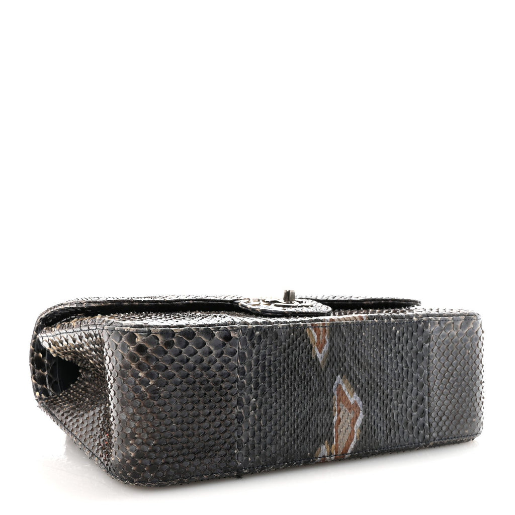 Metallic Snakeskin Jumbo Double Flap Blue
