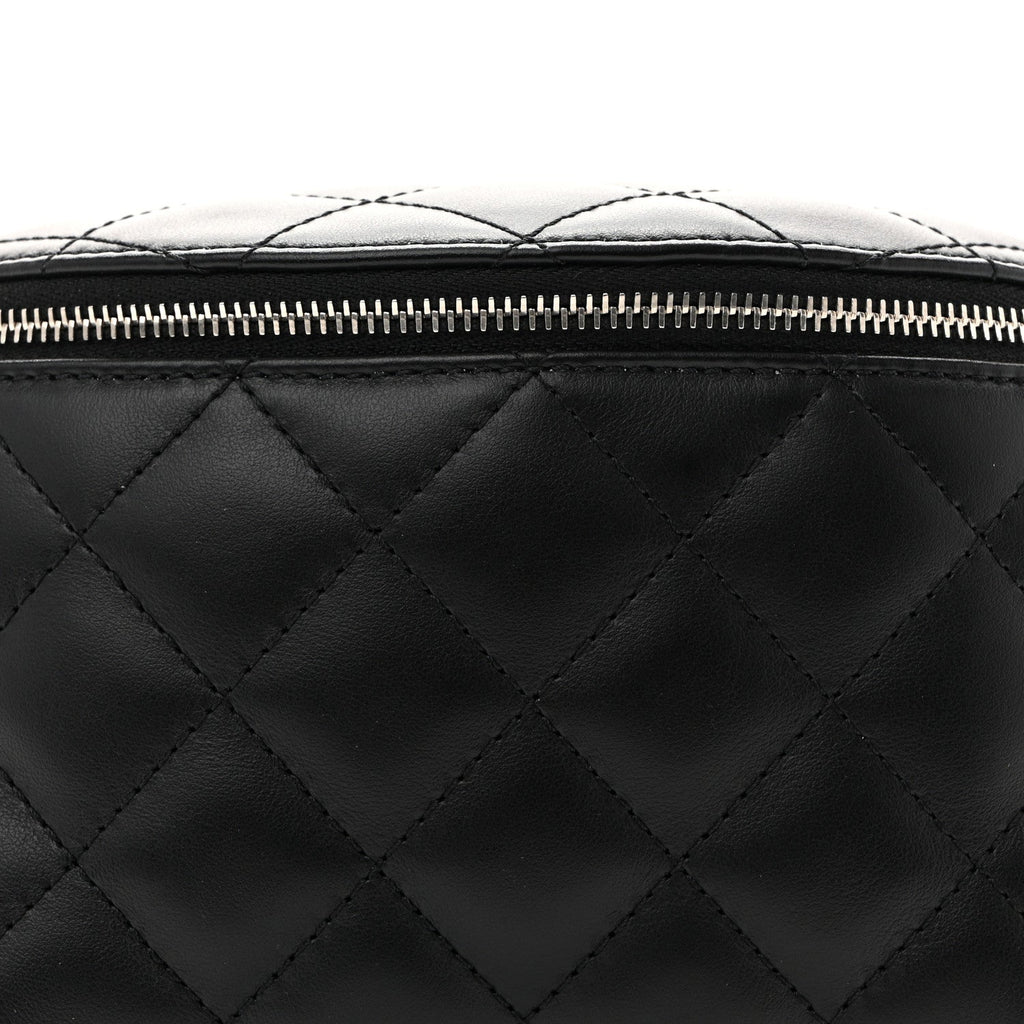 Calfskin Quilted Waist Belt Bag Black