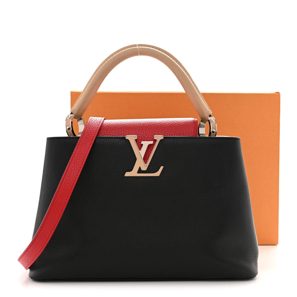 Taurillon Capucines MM Black Beige Red