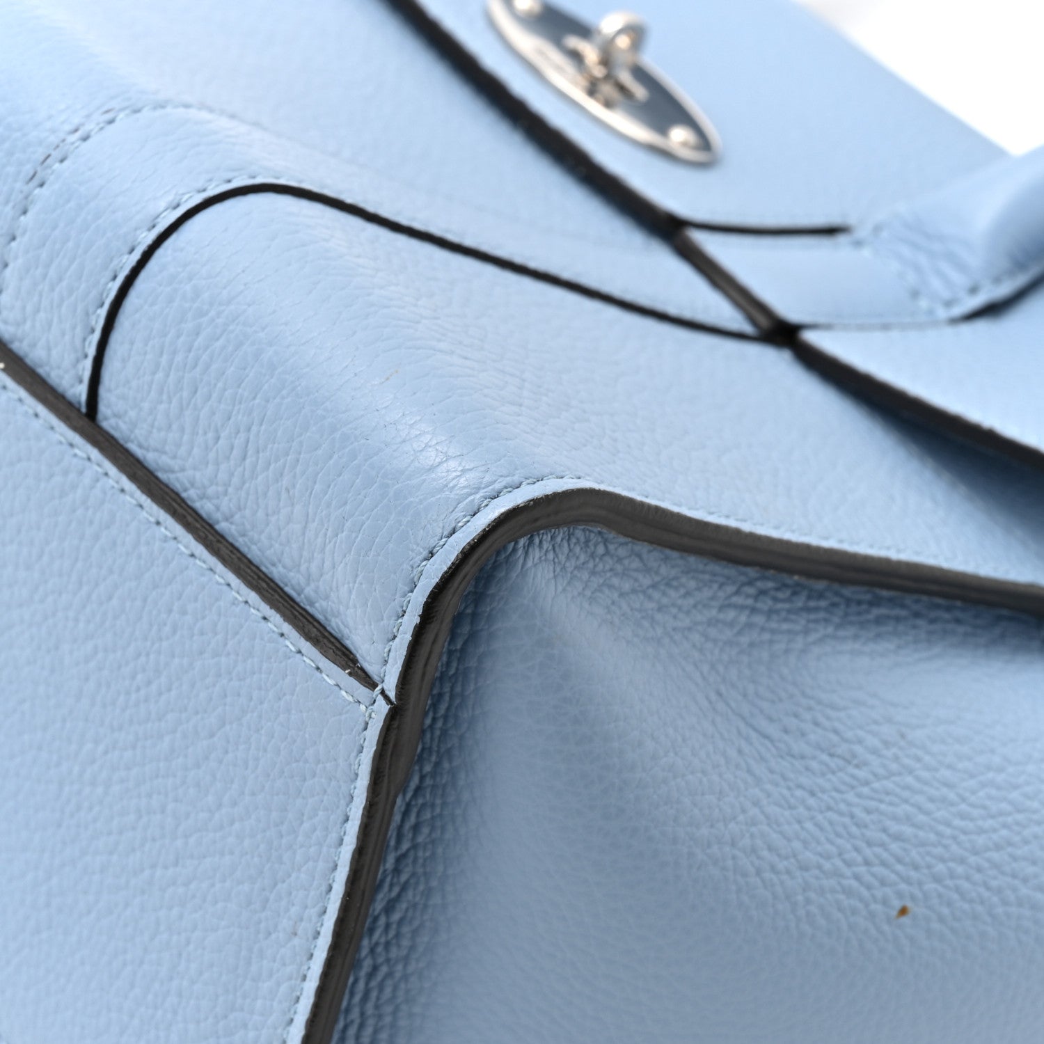 Classic Grain Calfskin Small Bayswater Porcelain Blue