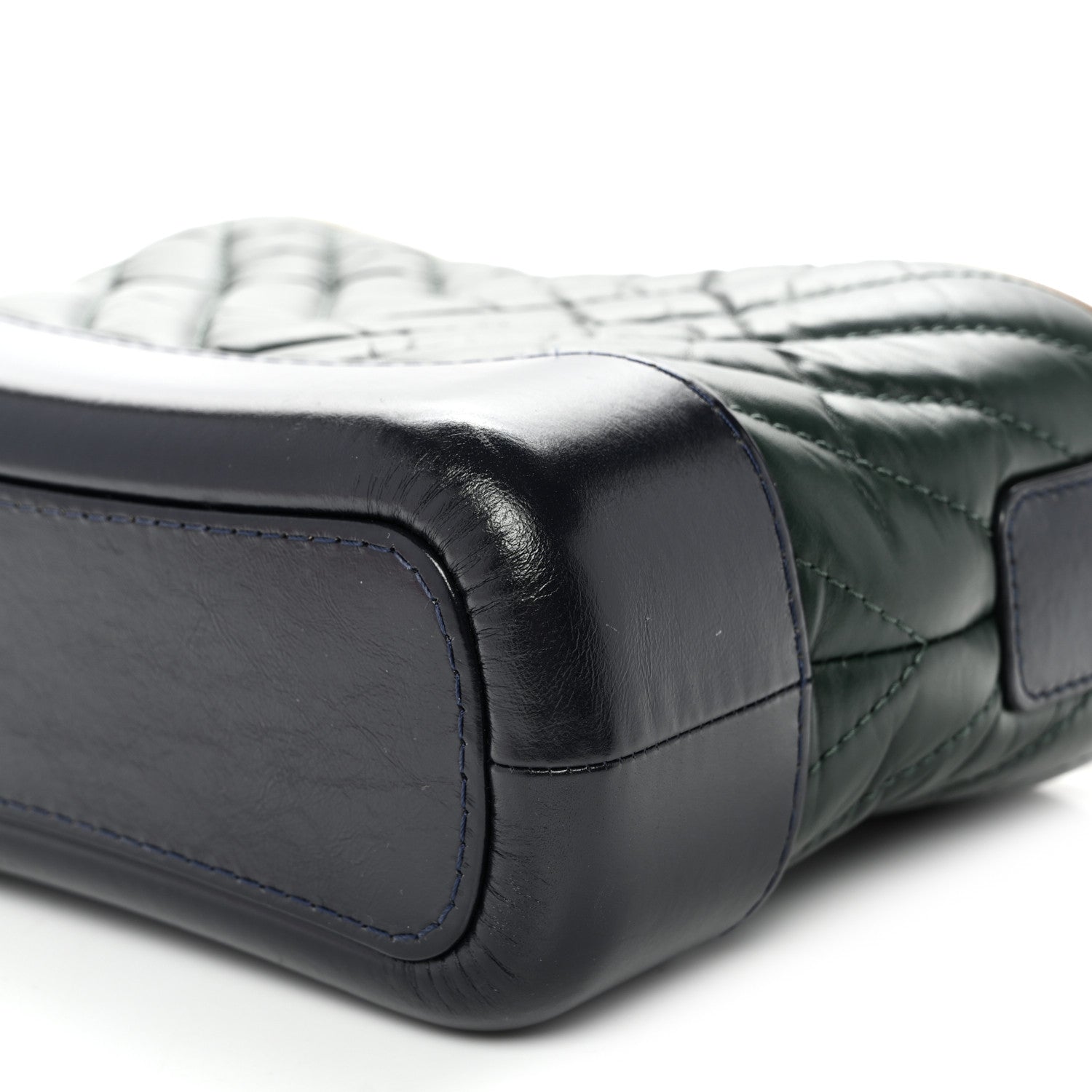 Aged Calfskin Chevron Quilted Small Gabrielle Hobo Green Black