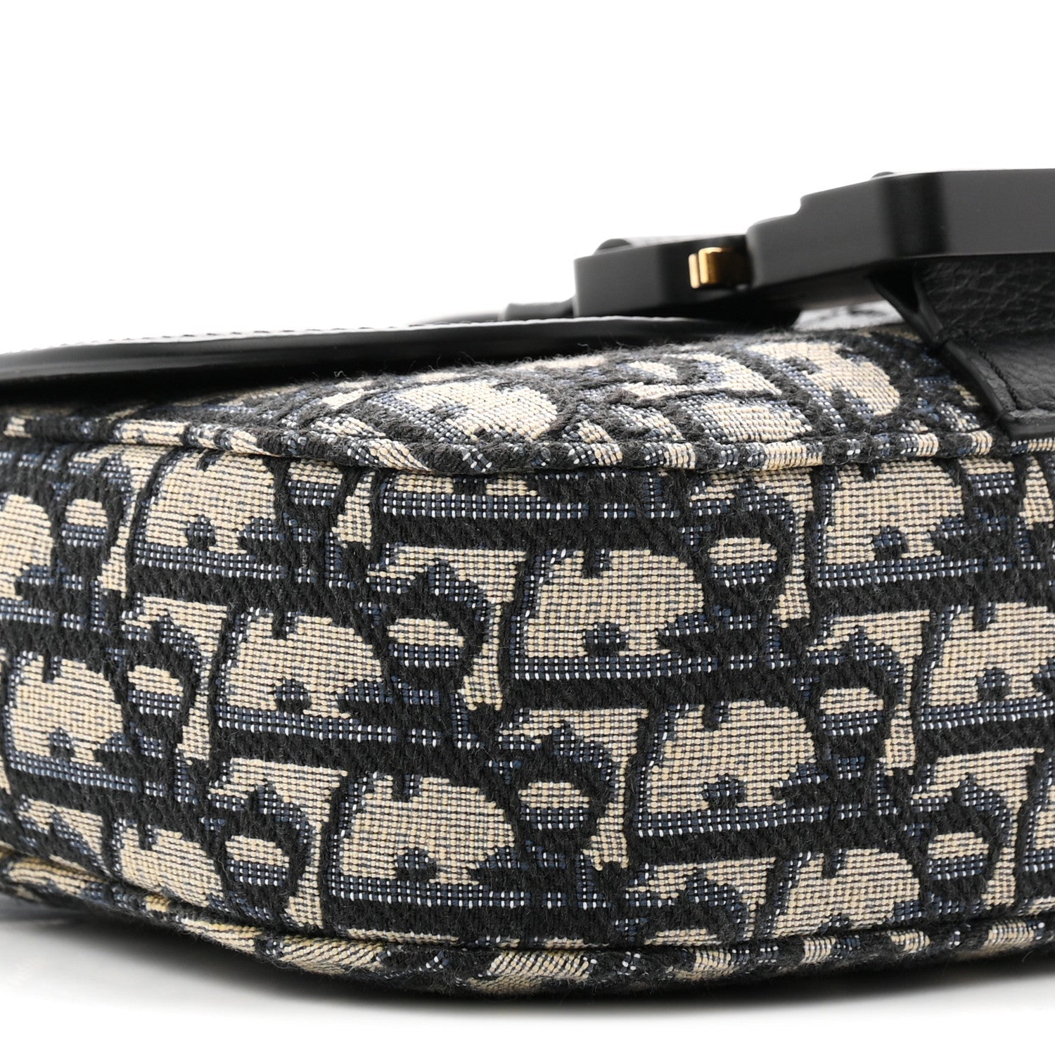 Grained Calfskin Oblique Mini Saddle Messenger Bag With Flap Beige Black