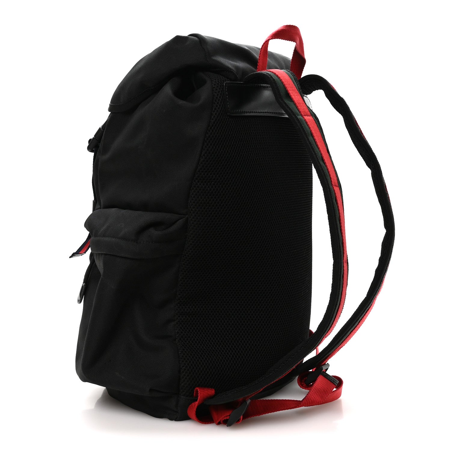 Techno Canvas Web Double Buckle Backpack Black
