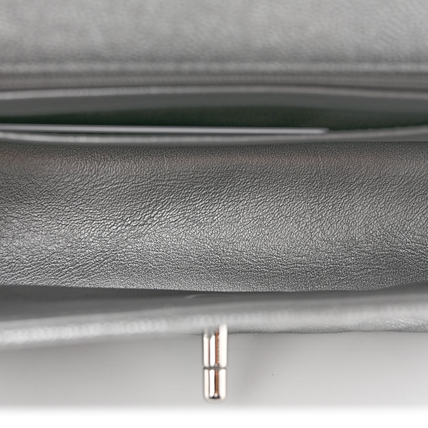 Metallic Caviar Quilted Mini Top Handle Rectangular Flap Silver