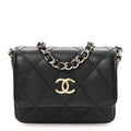 Caviar Quilted Belt Bag With Charms On Chain Black