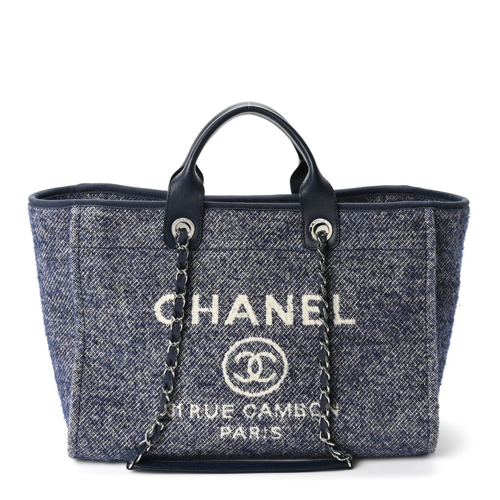 Mixed Fibers Calfskin Medium Deauville Tote Blue